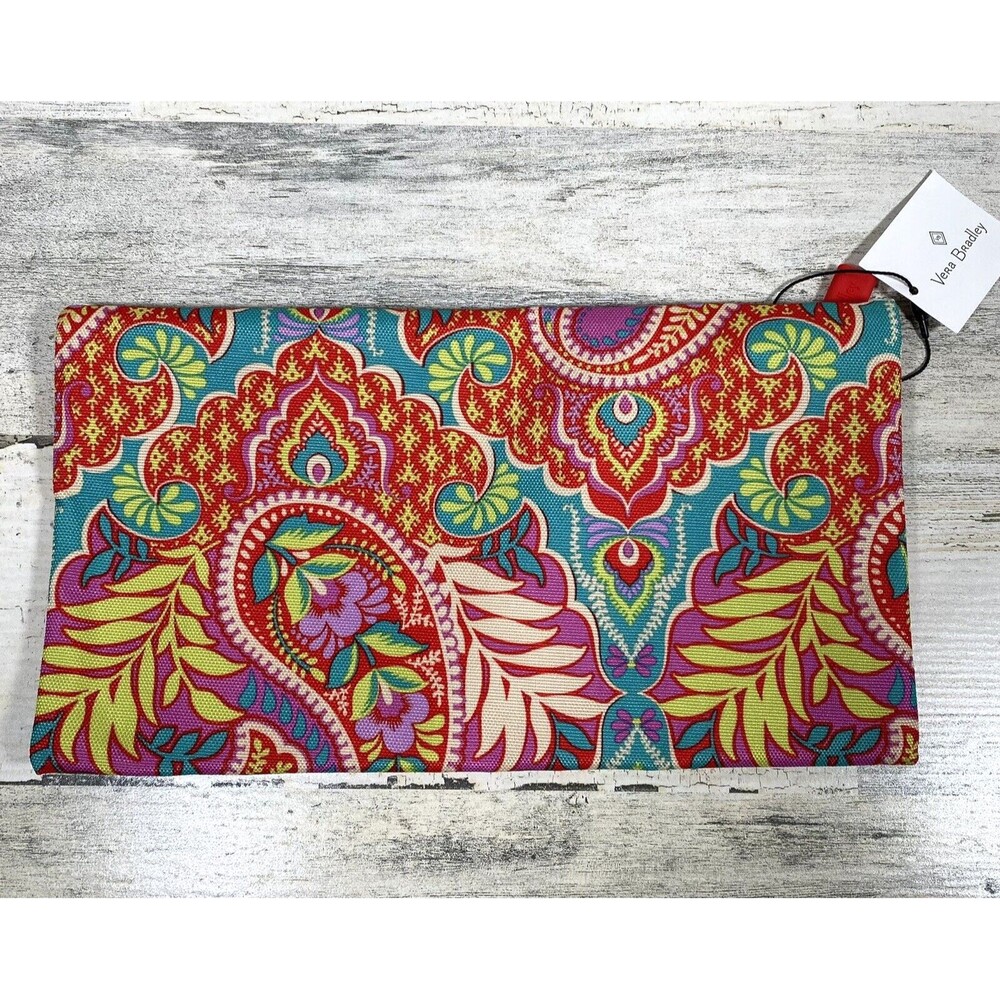 Vera Bradley Lighten Up Pencil Pouch Paisley in Paradise NWT Stocking Stuffer